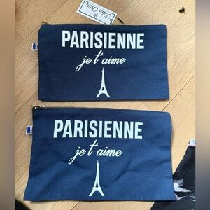 Parisienne 'je t'aime' Navy Canvas Pouch from paris
